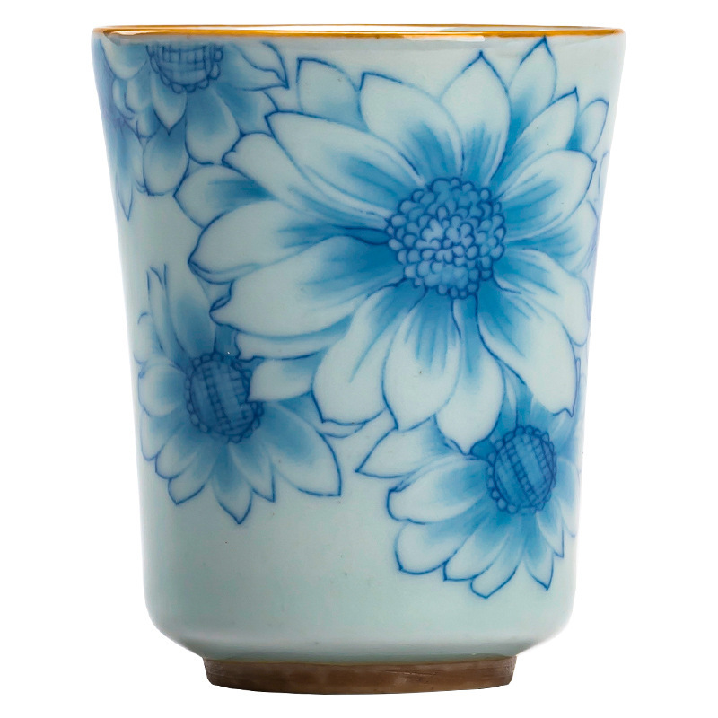 Cốc trà màu xanh và trắng cốc chủ sở hữu cá nhân nữ nhỏ Zen retro nhà sản xuất cốc trà gốm thủ công bán buôn