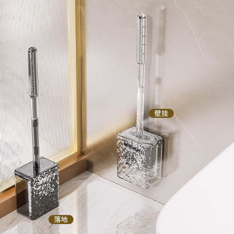 Bàn chải bồn cầu sang trọng nhẹ gia dụng không góc chết Bàn chải vệ sinh treo tường nhà vệ sinh kiểu mới 2023 bàn chải nhà vệ sinh tay cầm dài silicon