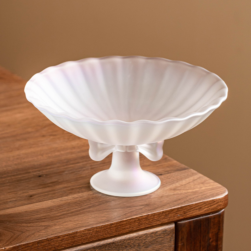 Cổ cao thắt nút thủy tinh pha lê khay trái cây bàn trà phòng khách khay đựng đồ uống gia dụng khay đựng đồ ăn nhẹ giá trị cao khay đựng trái cây cỡ lớn