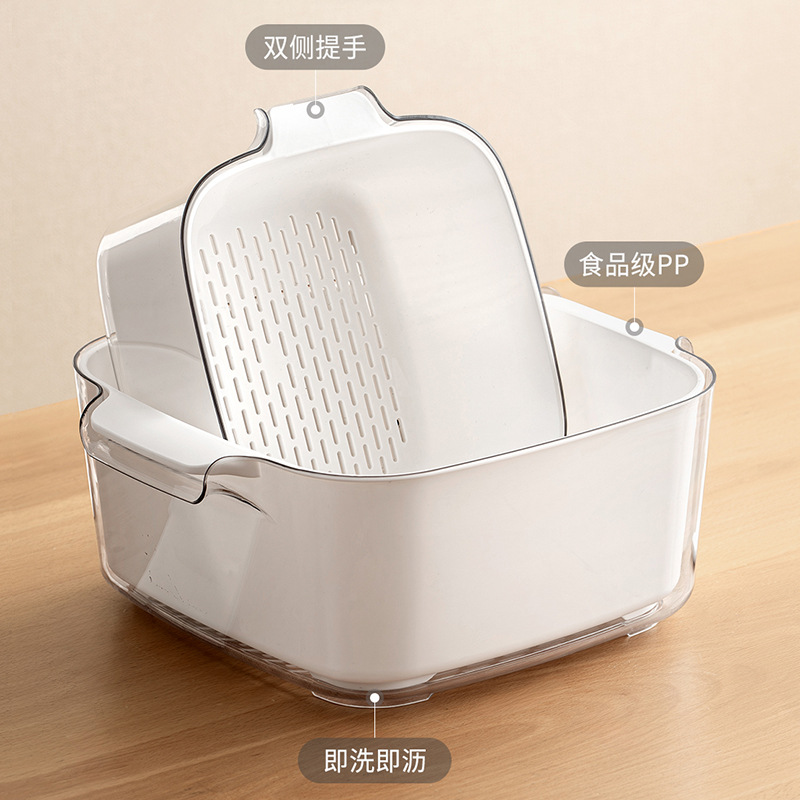 Chậu rửa rau hai tầng giỏ thoát nước Bếp gia dụng Khay đựng trái cây nhựa lọc nước giỏ đựng rau rửa giỏ đựng rau rửa trái cây