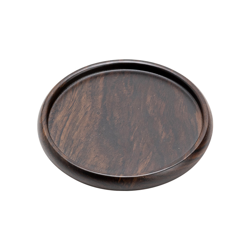 Lót tách trà gỗ solid gỗ mun Lót tách trà Trà đạo Kung Fu Lót tách trà Phụ kiện bộ trà sáng tạo cách nhiệt bằng gỗ