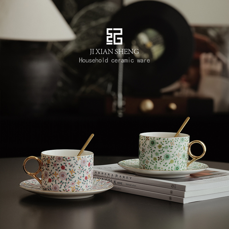 Bộ cốc và đĩa cà phê kiểu Trung Quốc mới tinh tế và cao cấp cho người lớn tuổi