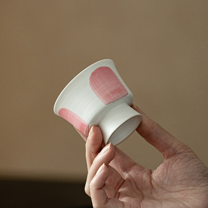 Cốc trà bột pha nước trắng kiểu Nhật cốc trà gốm sứ gia dụng Kung Fu chân cao cốc chủ nhân lớn cốc đơn cốc trà