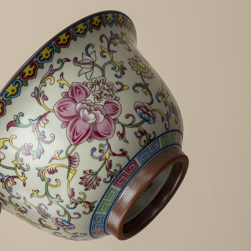 Cốc trà bát có nắp ba lò Ru mẫu mới 2025 cốc trà Kung Fu cao cấp một tay không nóng cốc tráng men xanh trắng