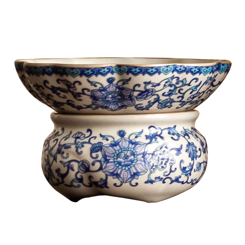 Lọc trà lọc trà gốm sứ Ru Kiln Phụ kiện bộ trà Kung Fu gia dụng Bộ lọc trà hoa sen xanh trắng
