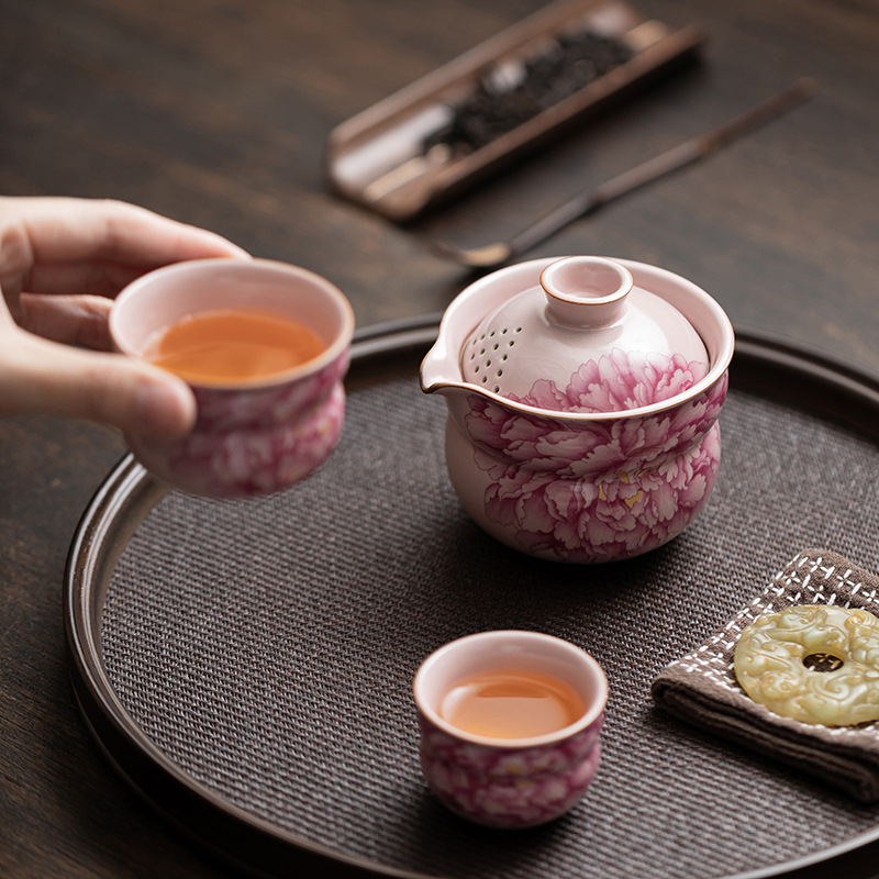 Bộ trà du lịch bầu bí màu quốc gia, bộ trà du lịch, một ấm hai cốc, cắm trại ngoài trời, du lịch, bộ pha trà di động nhanh