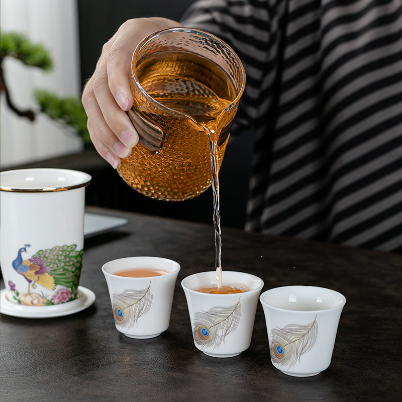 Dụng cụ pha trà di động thủy tinh công bằng nhanh dụng cụ trà du lịch một ấm Ba cốc Bộ gia dụng quà tặng doanh nghiệp LOGO