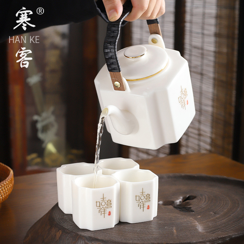 Bình đựng xà mang dung tích lớn kiểu Trung Quốc bình đơn 1100 ml có lót lọc gốm sứ bình pha trà bình làm mát bình gia dụng