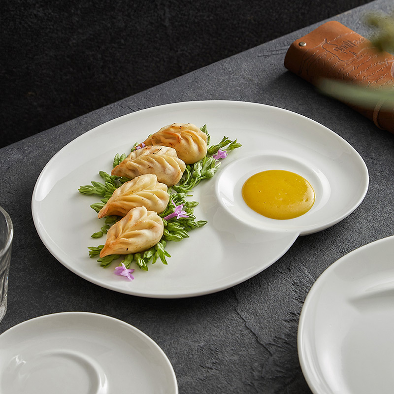 Đĩa lưới xoắn ốc Dehua Yunduo, bánh bao gốm, đĩa sushi, đĩa giấm, nhà hàng khách sạn sáng tạo, khoai tây chiên, đĩa tôm