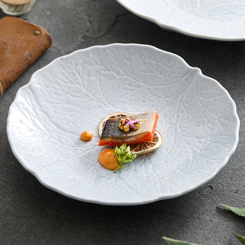 Đĩa gốm hoa văn cây, đĩa gia dụng, bộ đồ ăn khách sạn cao cấp, đĩa thương mại, đĩa lạnh, đĩa ăn phương Tây không đều