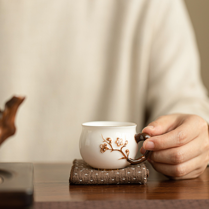 Bộ trà Dehua tách trà ngọc bích mỡ cừu thủ công bộ trà gốm sứ cốc chủ nhân tách trà cốc cà phê bộ trà Kung Fu