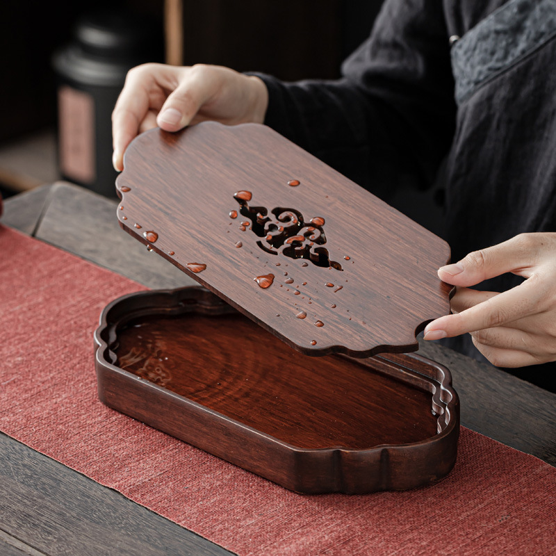 Bàn pha trà trữ nước gia dụng bằng tre, bàn pha trà khô, khay đựng trà một người, dụng cụ pha trà Kung Fu, bàn trà nhỏ bán buôn