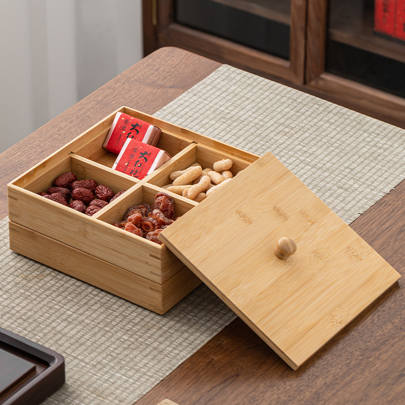 Đĩa trái cây sấy khô, Bàn cà phê gỗ nguyên khối gia dụng, đồ ăn nhẹ, đồ ăn nhẹ trái cây sấy khô, đồ ăn nhẹ, trà nấu bằng tre, hộp ngăn hạt