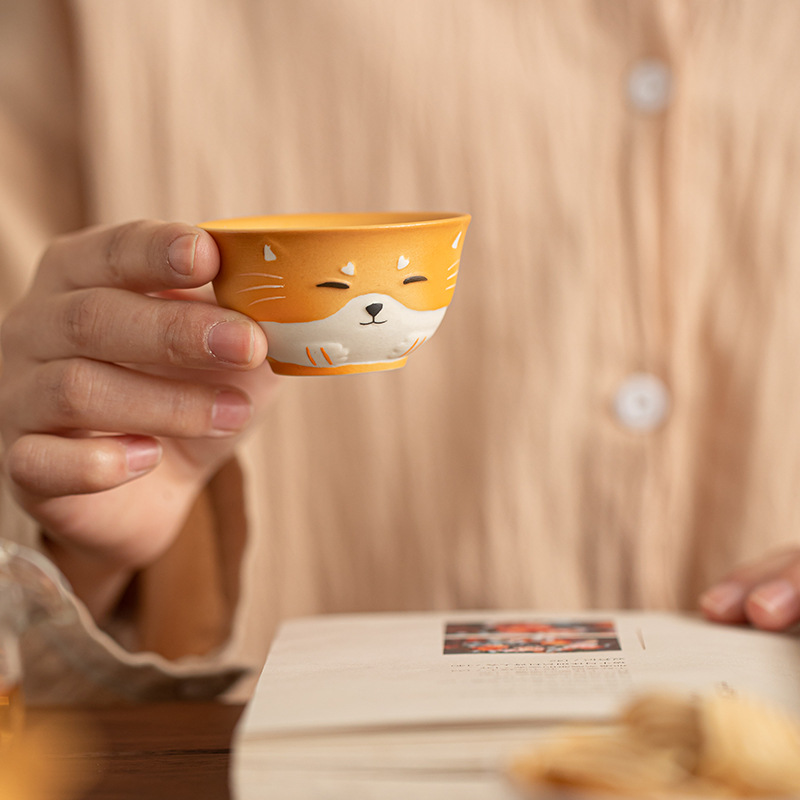 Bộ trà du lịch gốm sứ mèo may mắn