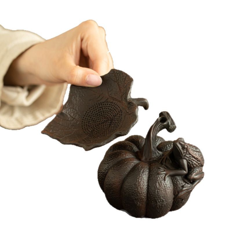 Dụng cụ lọc trà bí ngô gốm màu tím cao cấp mới tích hợp bộ lọc trà tách nước trà bộ lọc trà phụ kiện.