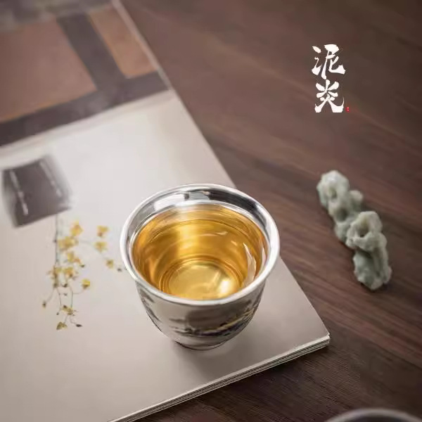 Chén chuông Tùng Sơn mạ bạc, dụng cụ trà Kung Fu, tách trà Pu'er, cốc đơn, cốc chủ nhân, cốc cá nhân, bát trà nhỏ, hộp quà
