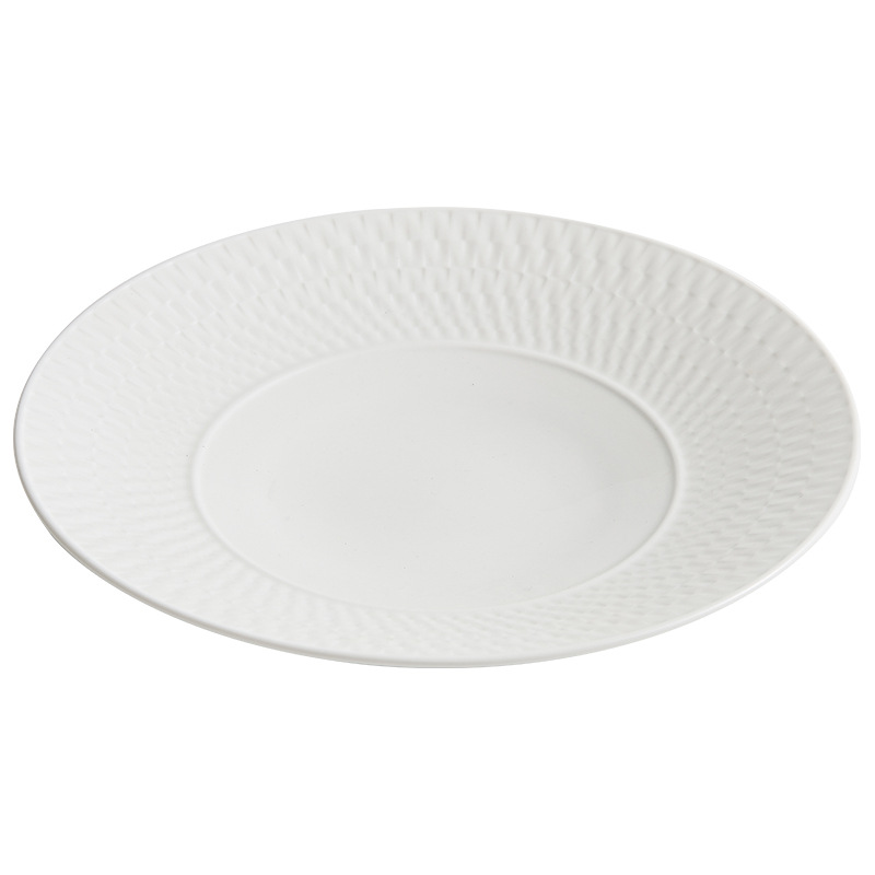 Đĩa gốm, đĩa gia dụng, bát canh sứ trắng cao cấp, bát đĩa sang trọng nhẹ, đĩa súp sáng tạo, đĩa mì Ý