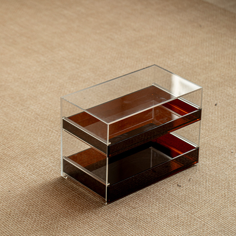 Khay trà acrylic ngăn kéo hai tầng bộ trà ấm trà giá trưng bày lưu trữ gia dụng giá trưng bày Bogu phụ kiện trà