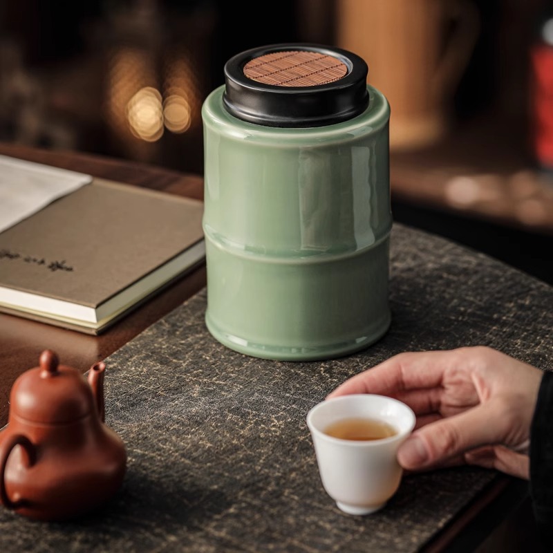 Hũ đựng trà Hũ đựng trà gốm sứ Hũ đựng trà gia dụng cổ điển Bộ trà Kungfu đựng trà xách tay hũ trà cao cấp