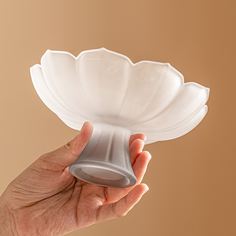 Đĩa trái cây chân cao hoa sen tráng men Đĩa tráng miệng phòng khách gia dụng Đĩa trà chiều cao cấp Đĩa trà chiều cao cấp Giỏ trái cây Dim Sum