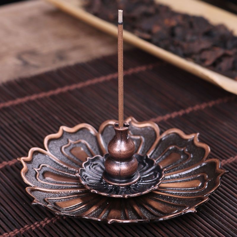 Lư hương đồng kiểu cổ dùng cho nhang cuộn, nhang que và nhang trầm hương, giá đựng nhang di động trong nhà, phong cách Trung Hoa.