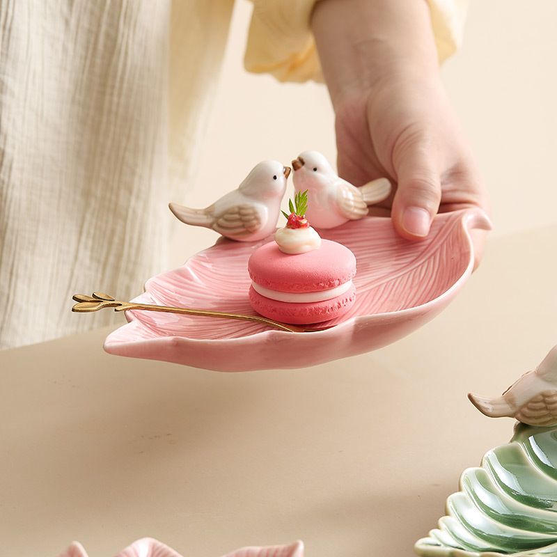Đĩa điểm tâm chim, đĩa lưu trữ trang sức gốm sứ, kệ đựng đồ dễ thương sáng tạo, đĩa xà phòng, đĩa cao cấp sang trọng nhẹ