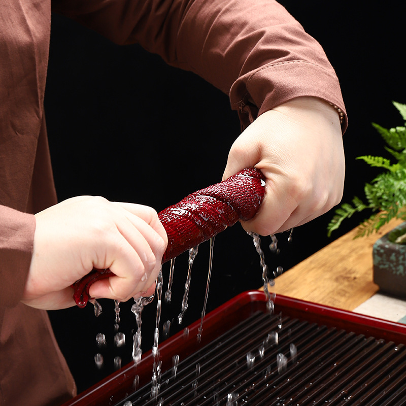 Khăn trà sơn màu cotton lanh Khăn trà đệm trà dày thấm nước bàn trà bàn trà khăn lau phụ kiện bàn trà Zen