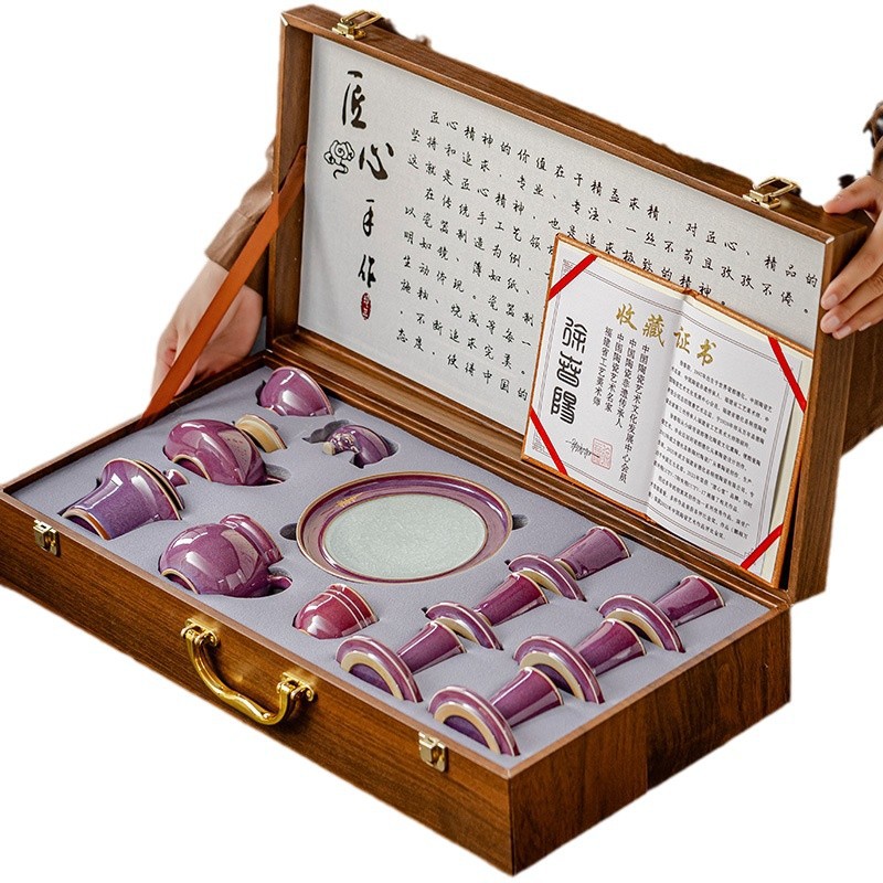 Bộ dụng cụ pha trà Zijun Kung Fu ấm pha trà gốm sứ cao cấp sang trọng nhẹ gia dụng cốc trà nắp bát trọn bộ hộp quà doanh nhân