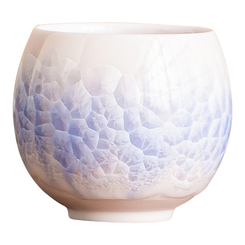 Cốc trà tráng men pha lê, cốc chủ nhân, cốc tròn màu xanh biển, cốc trà gốm sứ gia dụng cao cấp, bộ trà Kung Fu, cốc trà, cốc đơn