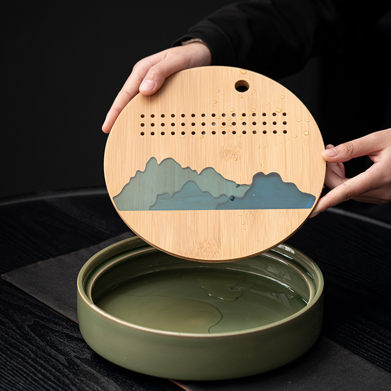 Bộ ấm trà Kung Fu cao cấp ấm trà phục vụ khách phòng khách đơn giản chén trà khay trà bộ dụng cụ pha trà gốm sứ gia dụng