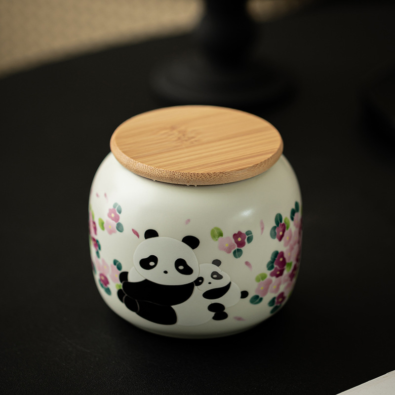 Ruyao mỡ lợn đông lạnh hộp trà gấu trúc hộp đựng gốm sứ gia dụng hộp gia vị hộp đựng trà rỗng cổ điển hộp đựng trà