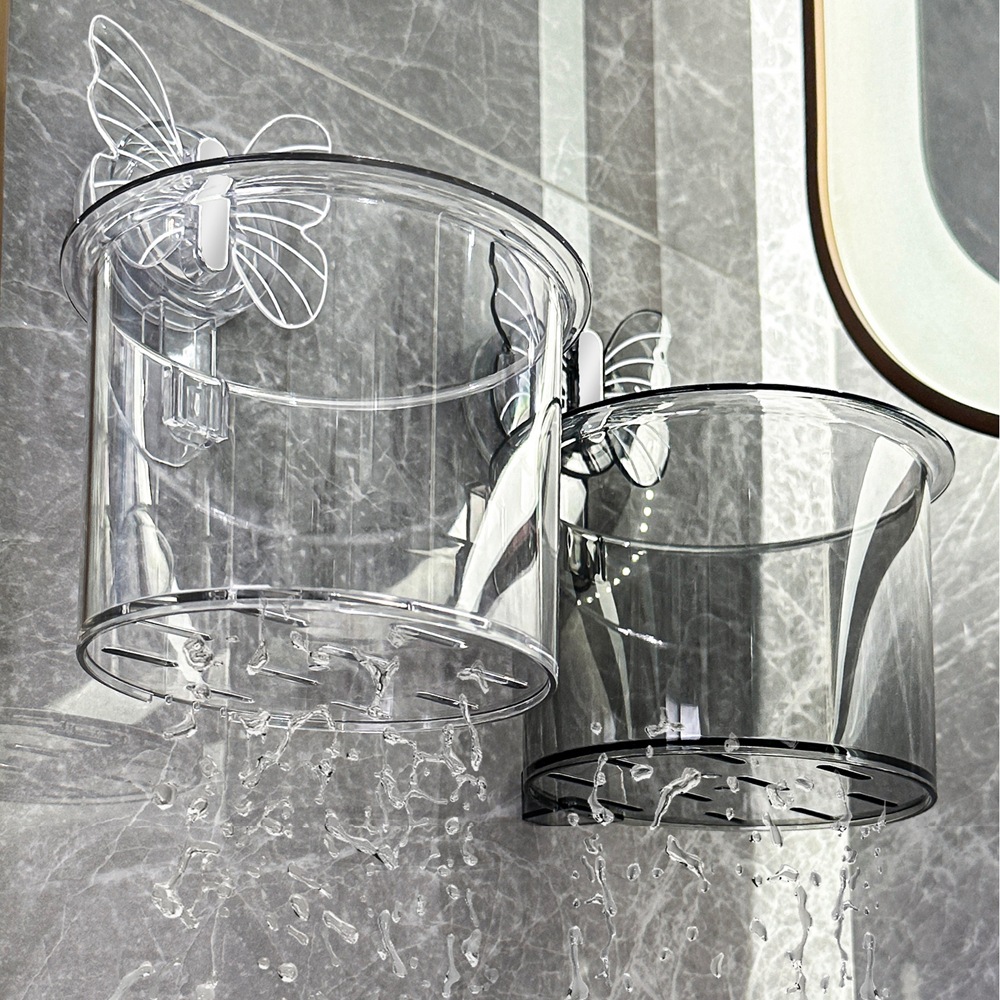 Khăn lau mặt cốc hút bướm, hộp đựng thứ cấp, phòng tắm treo tường, khăn lau mặt bỏ đi, giá đỡ khăn bông mềm