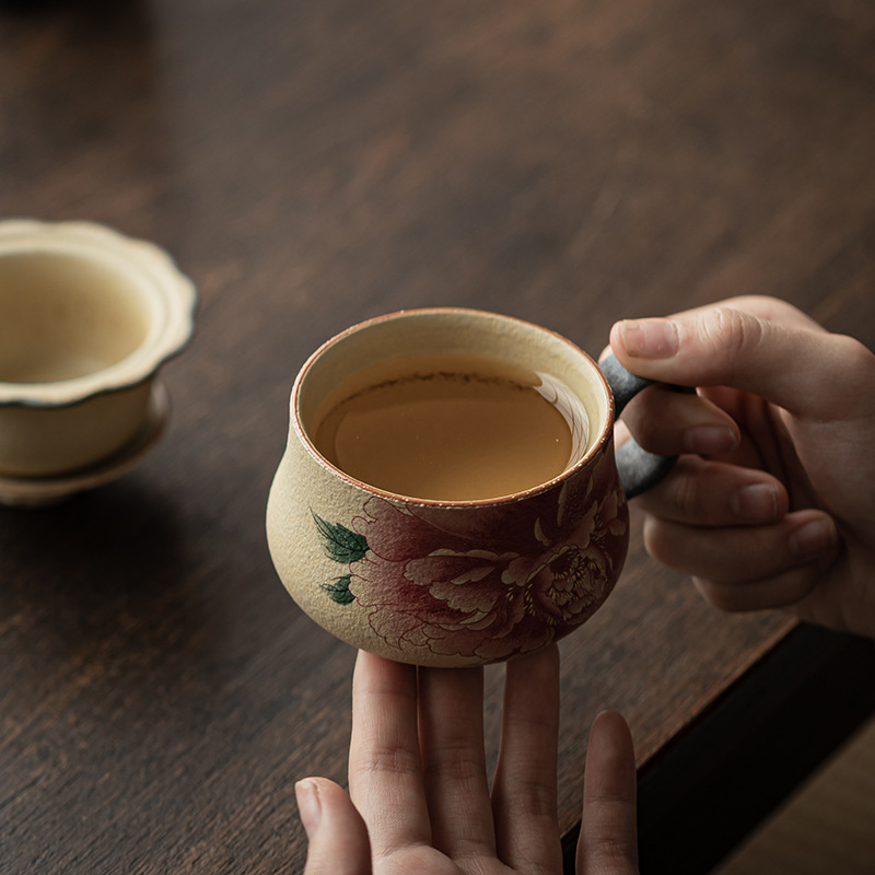 Ly sứ uống trà cà phê màu xanh trắng, có nắp, tách trà nước, dùng cho nhà và văn phòng