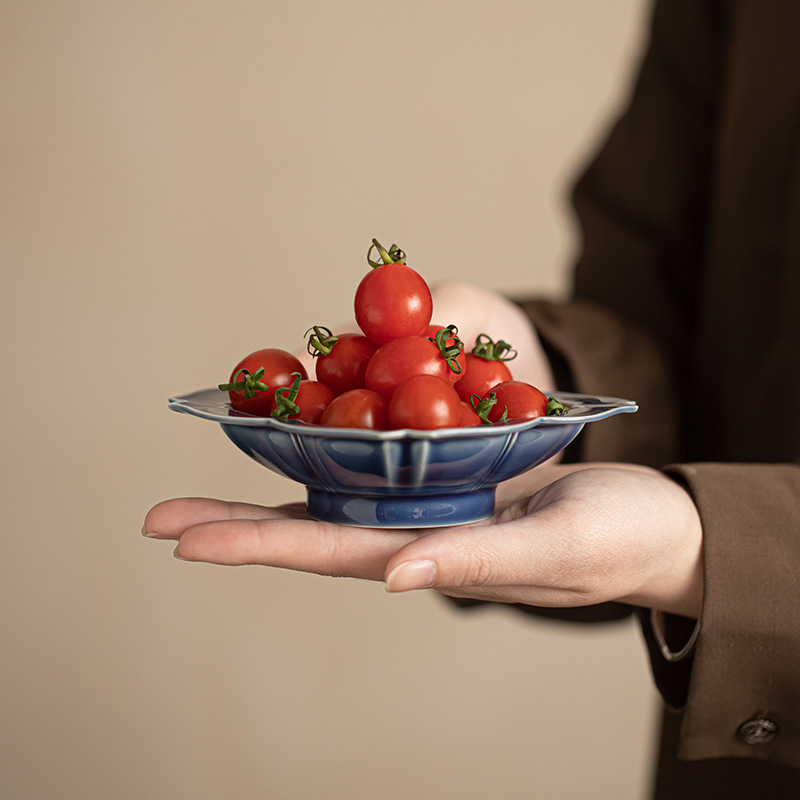 Đĩa mũ rơm hình vuông, đĩa đựng hoa quả gốm sứ gia dụng, đĩa giải khát, bàn cà phê phòng khách, khay ăn vặt buổi chiều, đĩa bánh ngọt