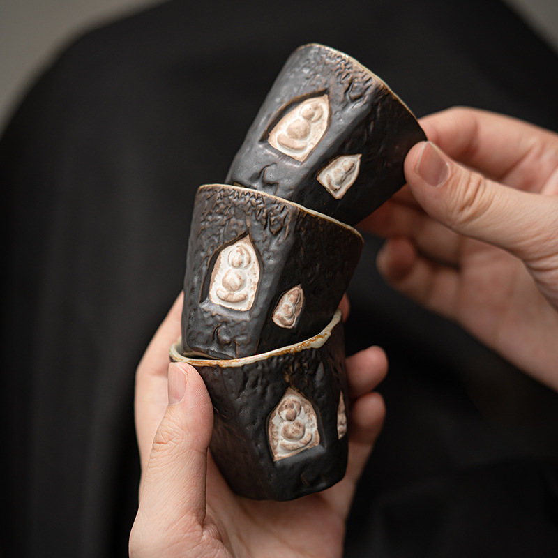 Washiji làm bằng tay bột trích dẫn cổ điển cốc trà gốm sứ cốc chủ nhân cốc đơn Bộ trà Kung Fu cốc trà gốm thô Đôn Hoàng