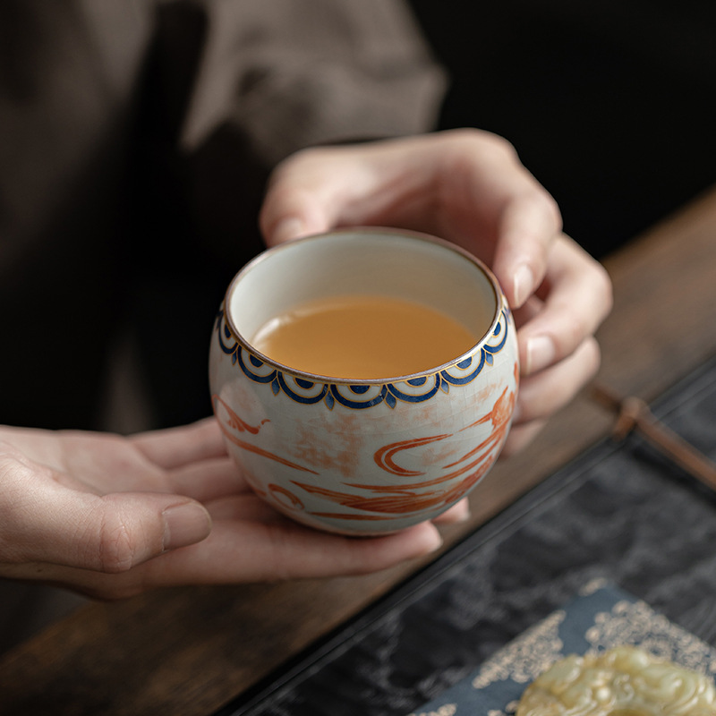 Đôn Hoàng Feitian Yuanrong Cup Chén trà nhỏ văn hóa và sáng tạo Chén trà Cốc trà Ru Lò mở có thể nâng cao bộ trà Kung Fu Cốc trà nhỏ
