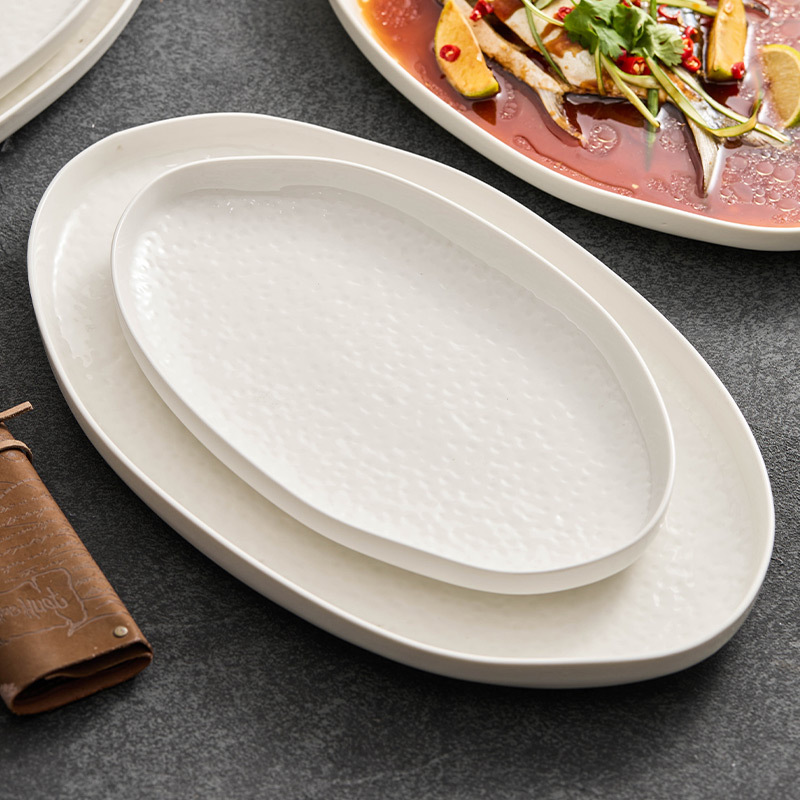 Đĩa gốm sứ Bắc Đẩu, đĩa cá, đĩa hấp cá, đĩa gia dụng, đĩa ăn hình búa khách sạn sáng tạo cỡ lớn