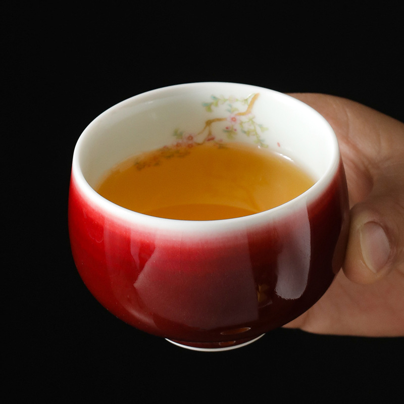 Cảnh Đức Trấn Lang tách trà đen handmade Jun lò gốm kung fu bộ trà cá tính Ji đỏ đơn chủ cốc vẽ tay