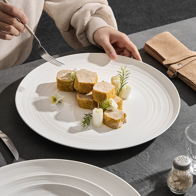 Đĩa đồ ăn phương Tây gốm sứ họa tiết đường nét đĩa bít tết đĩa bít tết đĩa gia dụng đĩa đĩa nhà hàng khách sạn cao cấp