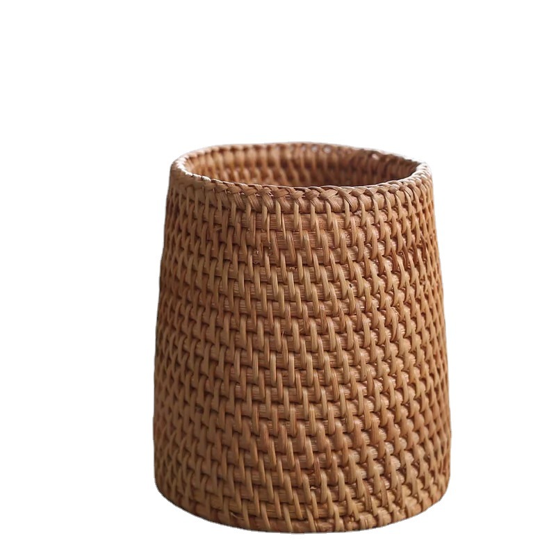 Bộ dụng cụ pha trà bằng mây tre đan thủ công, chất liệu gỗ chắc chắn, gồm 6 món, phong cách mùa thu Việt Nam, bán buôn.