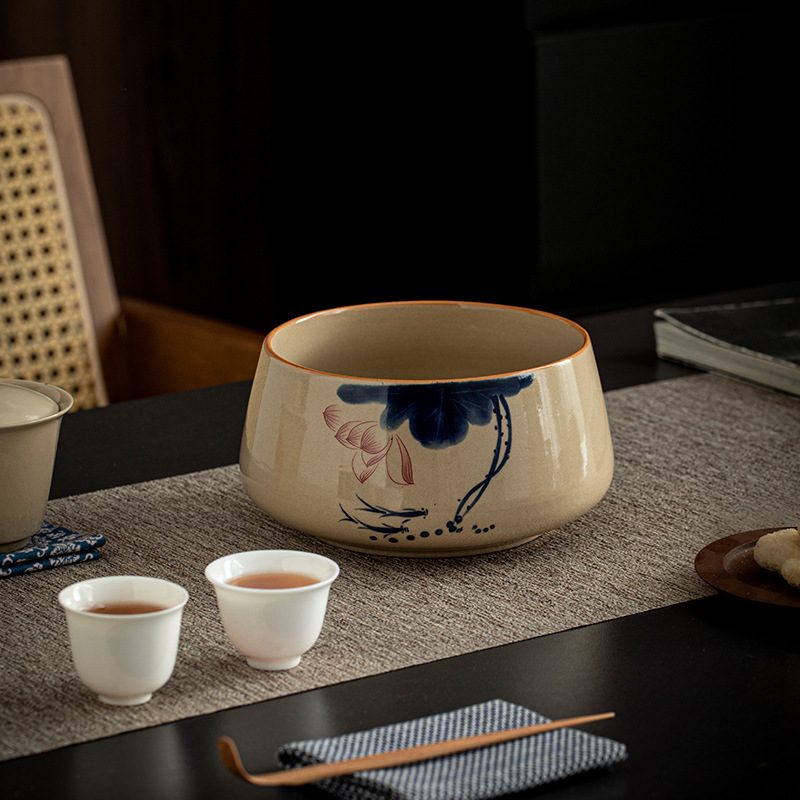 Rửa trà gia dụng thùng bã trà cực lớn văn phòng xây cốc nước rửa bát đựng trà thùng rửa bút phụ kiện trà đạo Kung Fu