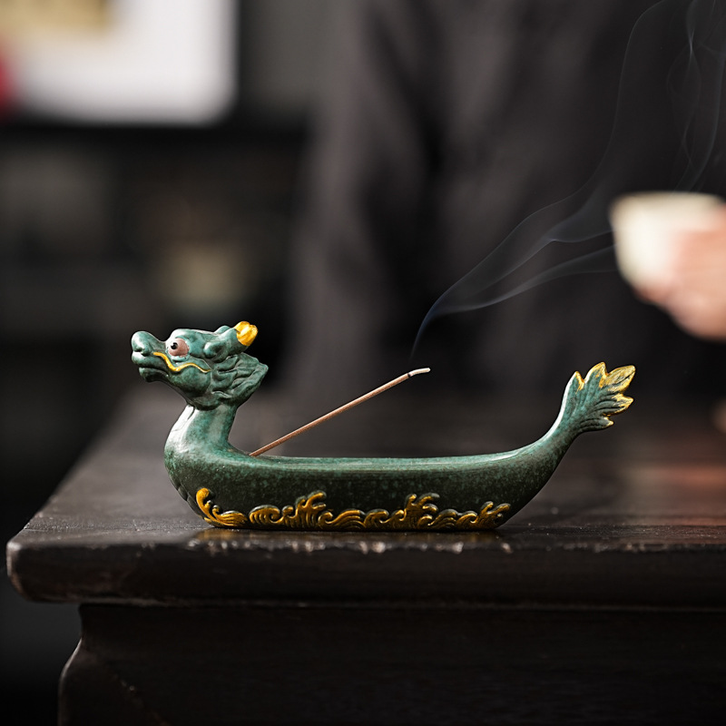 Zongqing Zongyi Quà tặng sáng tạo gốm sứ Zongzi cắm hương đồ trang trí gia dụng trong nhà thắp hương Lễ hội thuyền rồng Zongzi quà lưu niệm