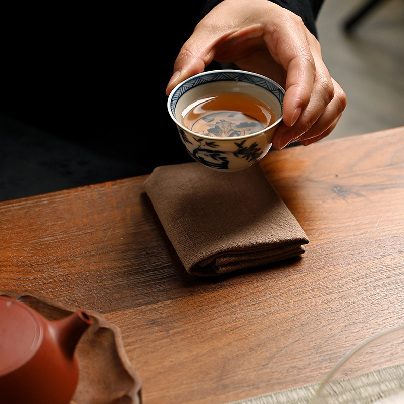 Trà đạo cotton lanh lanh Jiefang Trung Quốc phong cách Trung Quốc retro thấm nước khăn trà khăn bàn trà khăn trải bàn khăn lau nhà máy bán buôn