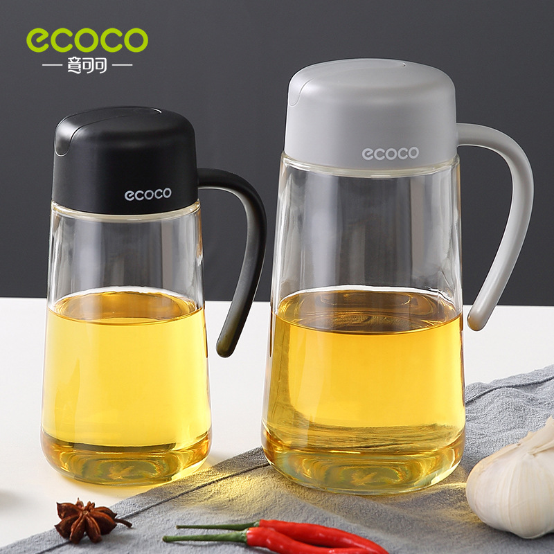 Bình dầu đóng mở tự động, bình dầu thủy tinh chống rò rỉ, bình dầu, bình nước tương giấm, đồ dùng nhà bếp, bình dầu dung tích lớn gia dụng