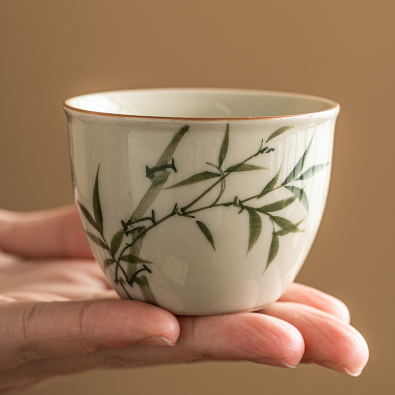 Cốc cốc đựng nước bằng tre xanh ngọc bích cốc chủ nhân cốc đựng trà gốm sứ chén đựng trà gốm sứ dụng cụ trà Kung Fu Trung Quốc cốc trà đơn