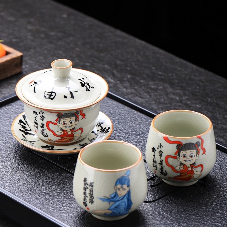 Cốc trà Ru Kiln Nezha phong cách bùng nổ cốc chủ nhân tinh tế cao cấp chuyên dụng cá nhân cốc đơn tách trà trà bộ trà