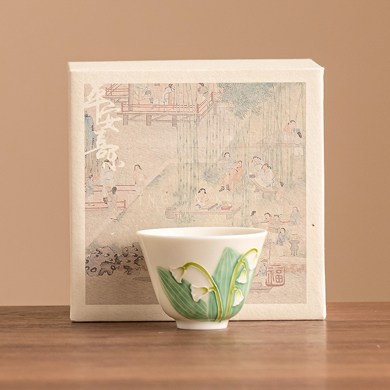 Vẽ tay ngọc lan cốc Ruyi gốm sứ tách trà Kung Fu cốc chủ sở hữu bộ trà gia dụng tách trà nhỏ cốc đơn
