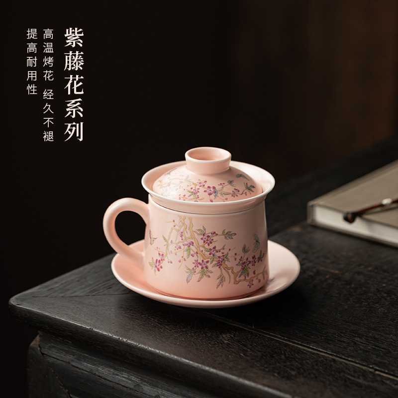 Cốc nước lọc ba trong một cốc cốc cà phê gốm sứ văn phòng gia đình cốc cốc có nắp chuyên dụng dành cho nữ cốc tách nước trà