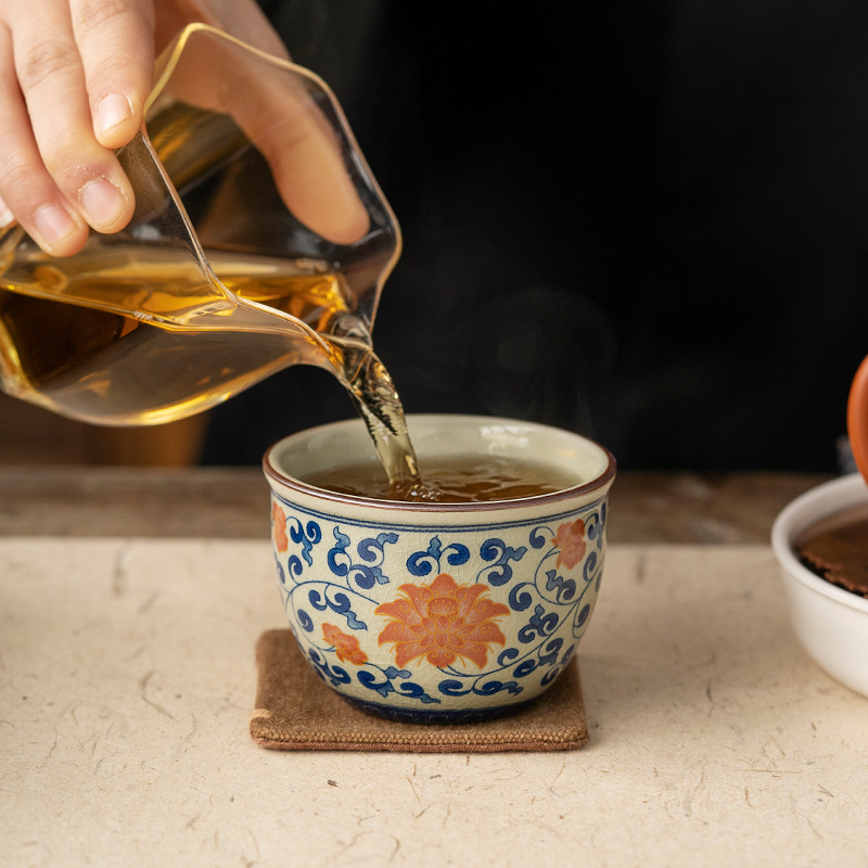 Cốc trà lát Gốm Sứ Đỏ tráng men gốm sứ cao cấp gia dụng cao cấp cốc trà Bát Xanh cốc đơn