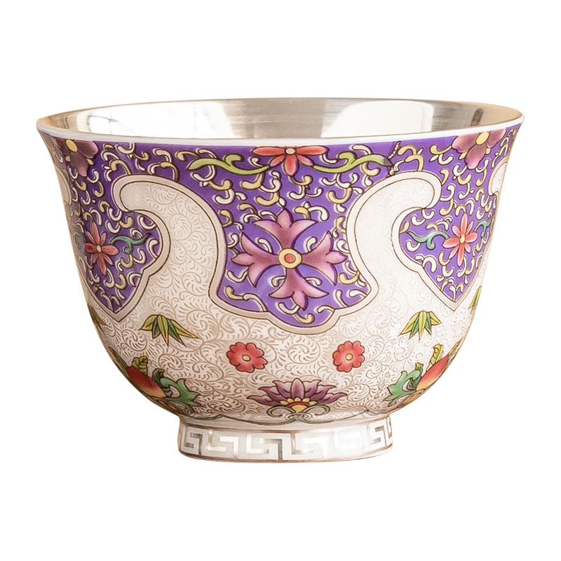 Tách trà men cloisonné 999 cốc chủ nhân cao cấp mạ bạc cốc trà phục vụ hương vị thanh lịch cốc trà cốc đơn